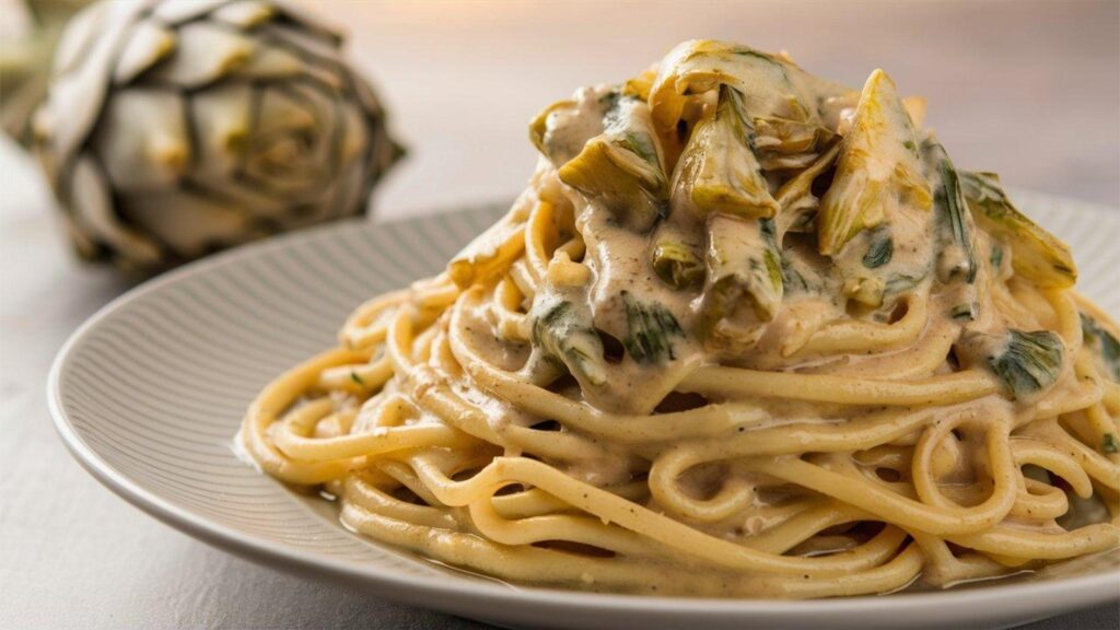 Pasta,Con,Crema,Di,Carciofi,-,Pasta,With,Artichoke,Cream:
